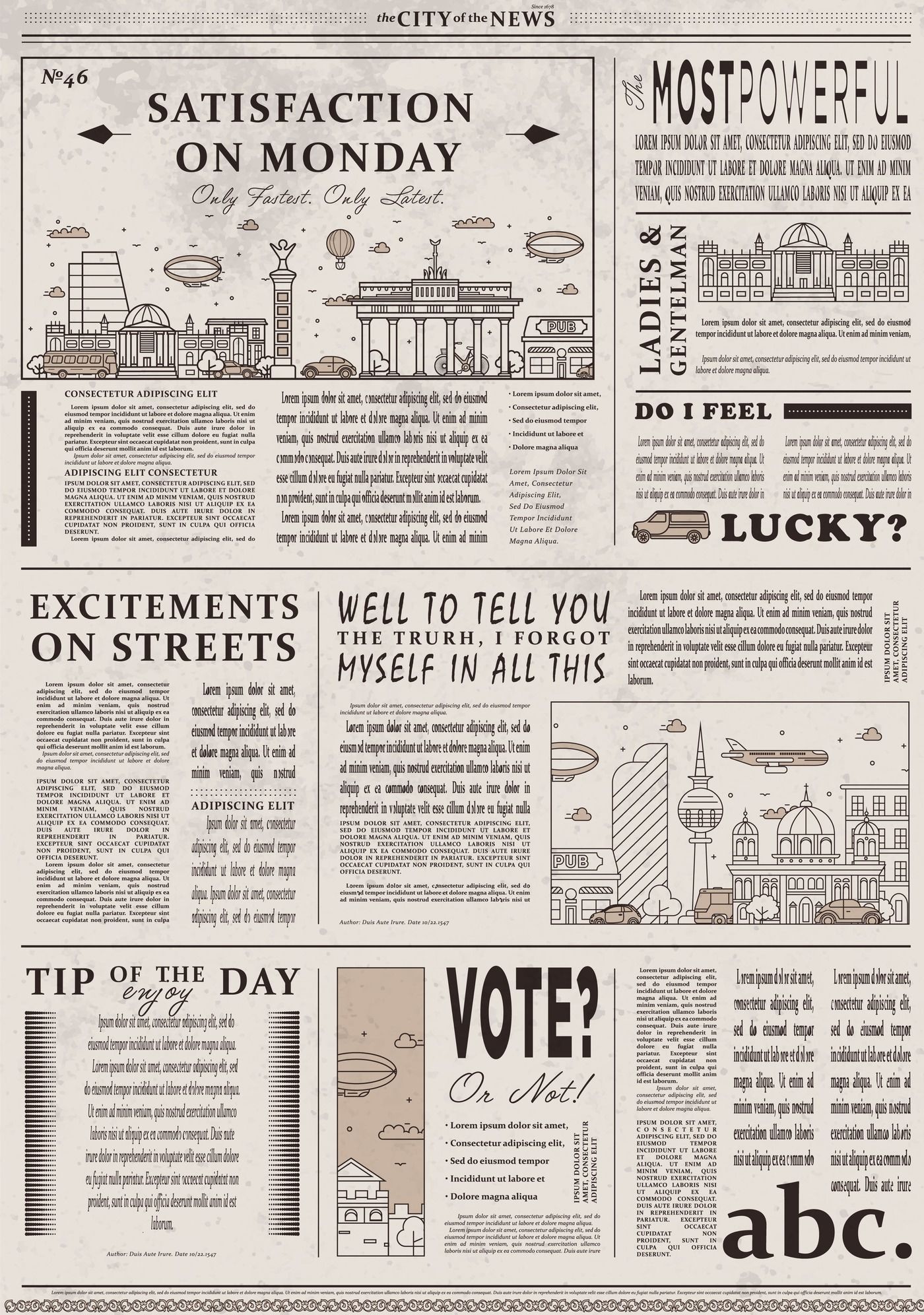 Design Of Old Vintage Newspaper Template Showing Articles With Headlin By Alfazet Chronicles Thehungryjpeg Com