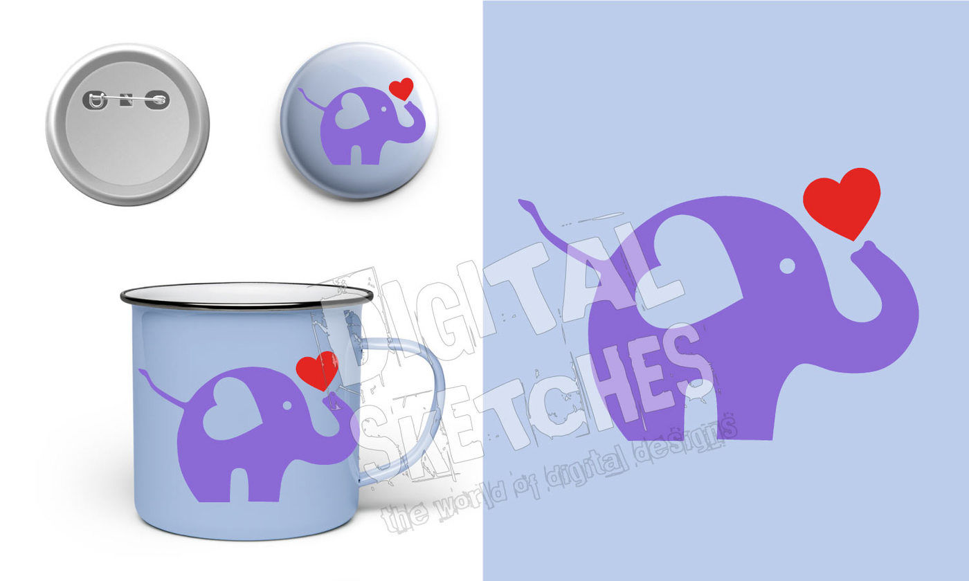 Download Elephant Cut File Heart Animals Vector Silhouette .SVG ...