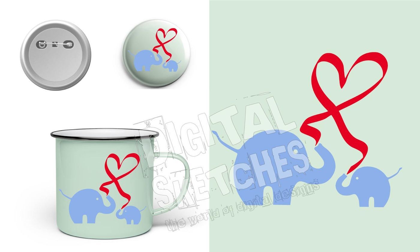 Elephant Heart Love Cut File .SVG .DXF By Digital Sketches ...