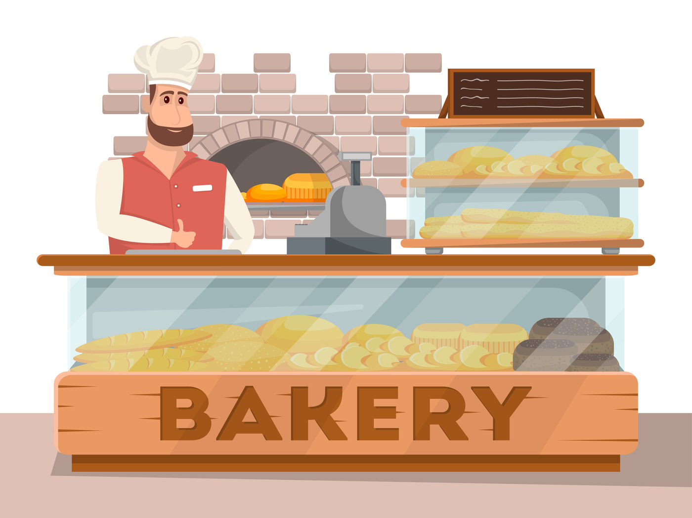 Bakery shop interior banner in cartoon style. By Alfazet Chronicles