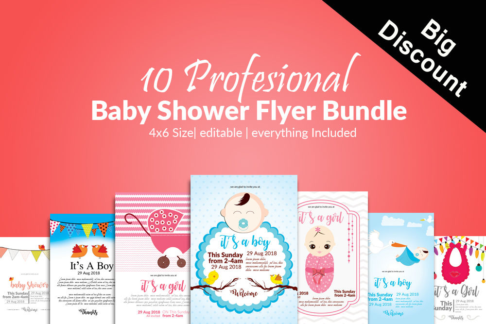 10 Baby Shower Flyers Bundle By Designhub Thehungryjpeg Com
