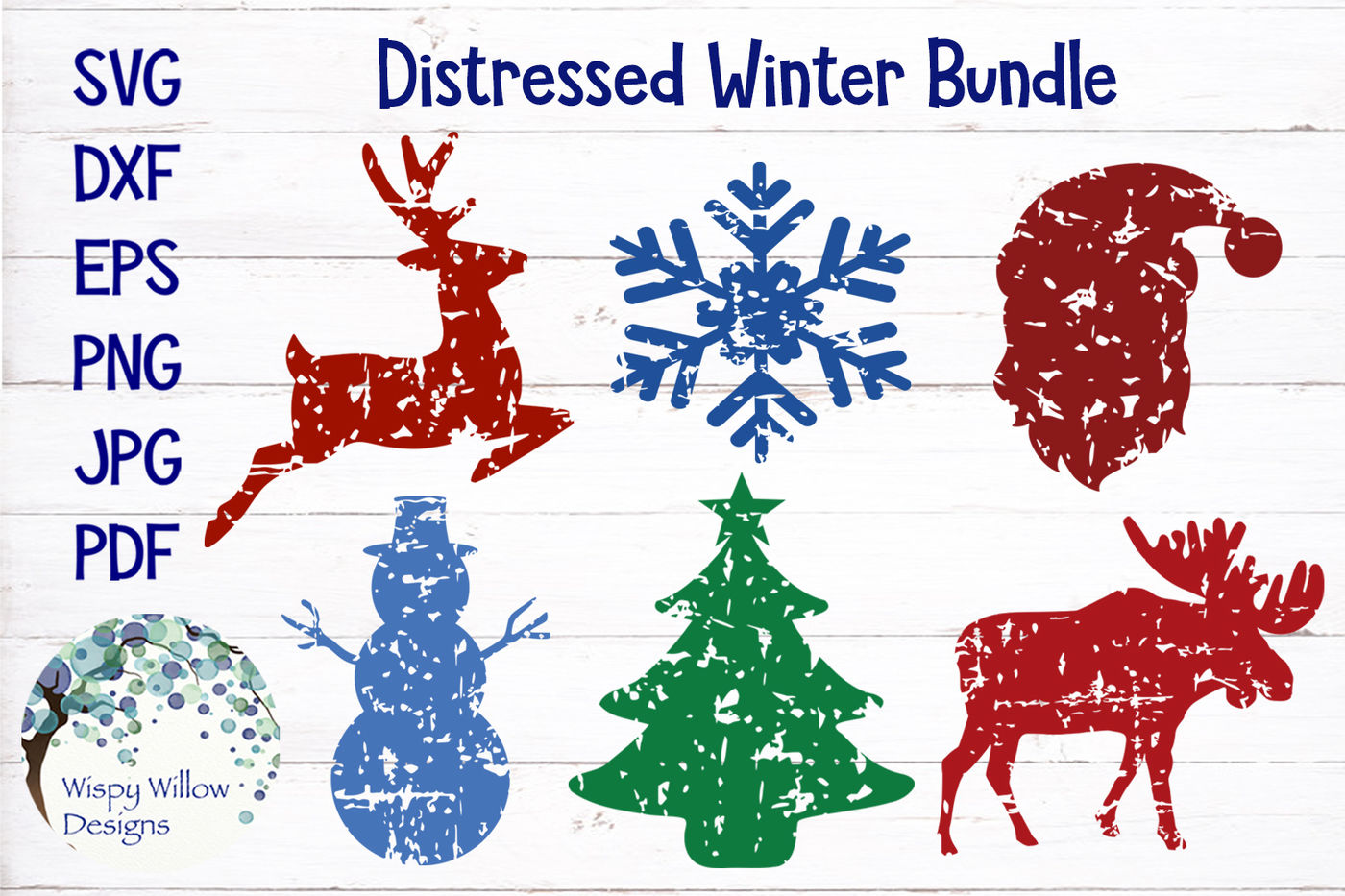 Distressed Grunge Winter Christmas Svg Bundle By Wispy Willow Designs Thehungryjpeg Com