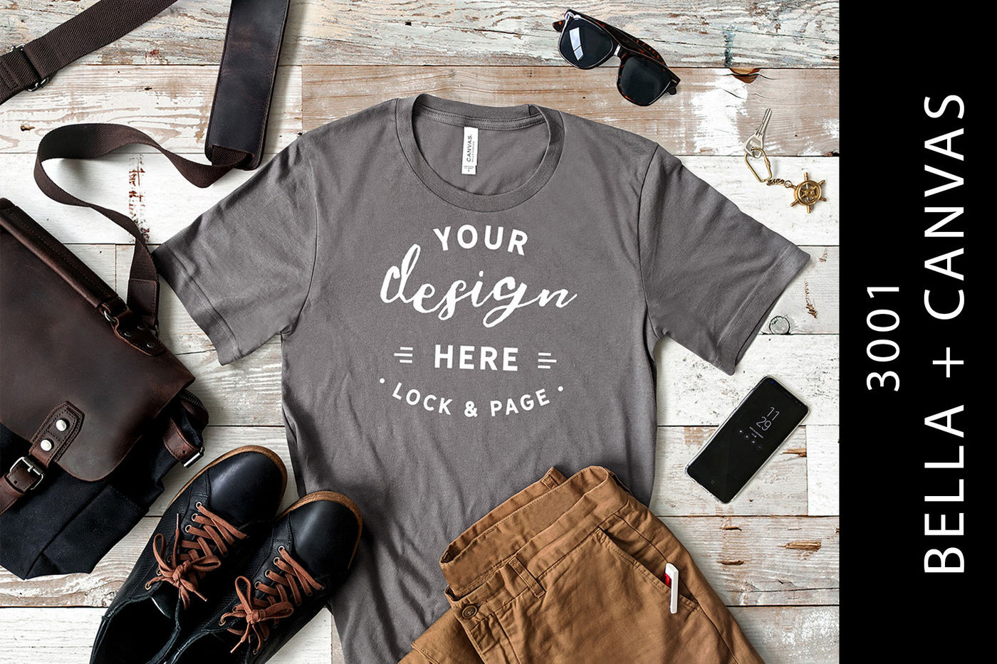 Download Men S Storm Bella Canvas 3001 T Shirt Mockup Male Flat Lay By Lock And Page Thehungryjpeg Com