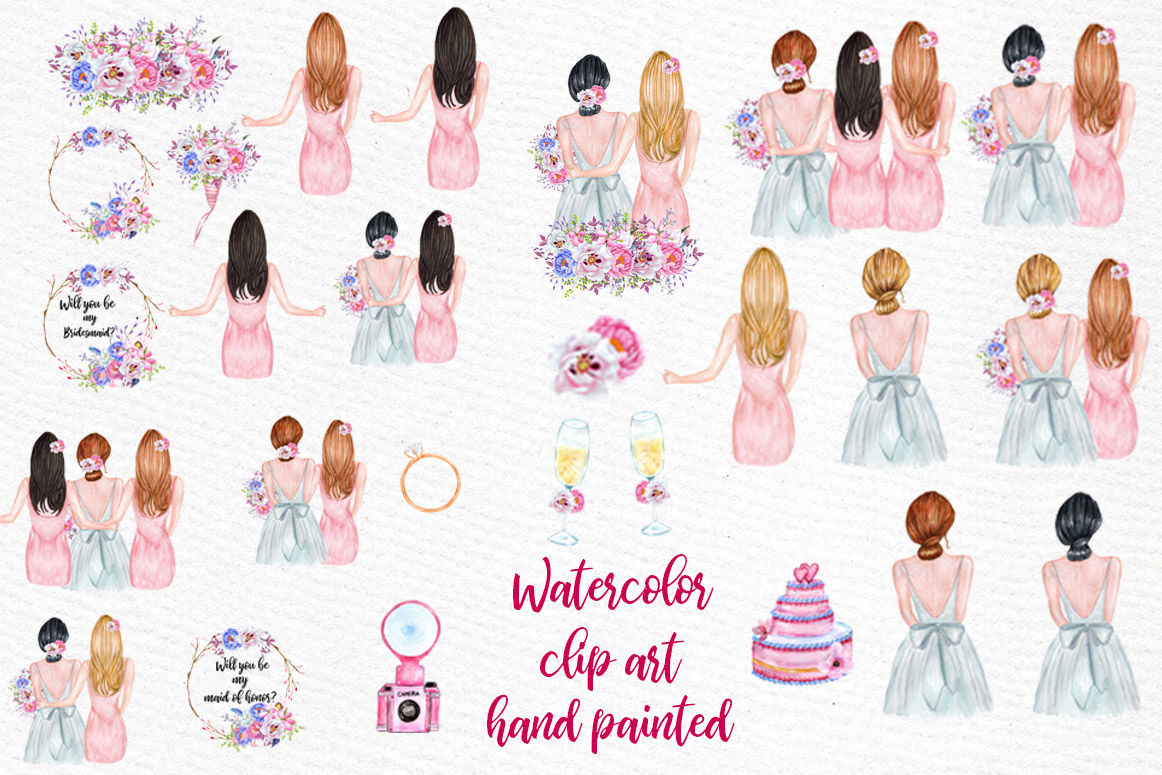 Download Bridesmaid Best friends clipart By LeCoqDesign ...