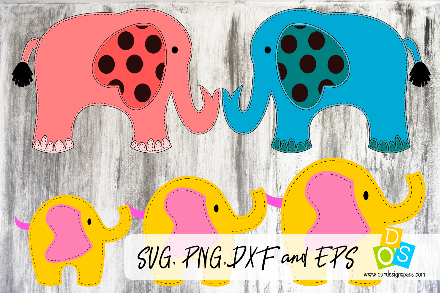 Elephant Family SVG, PNG, DXF and EPS cutting file By Our Design Space