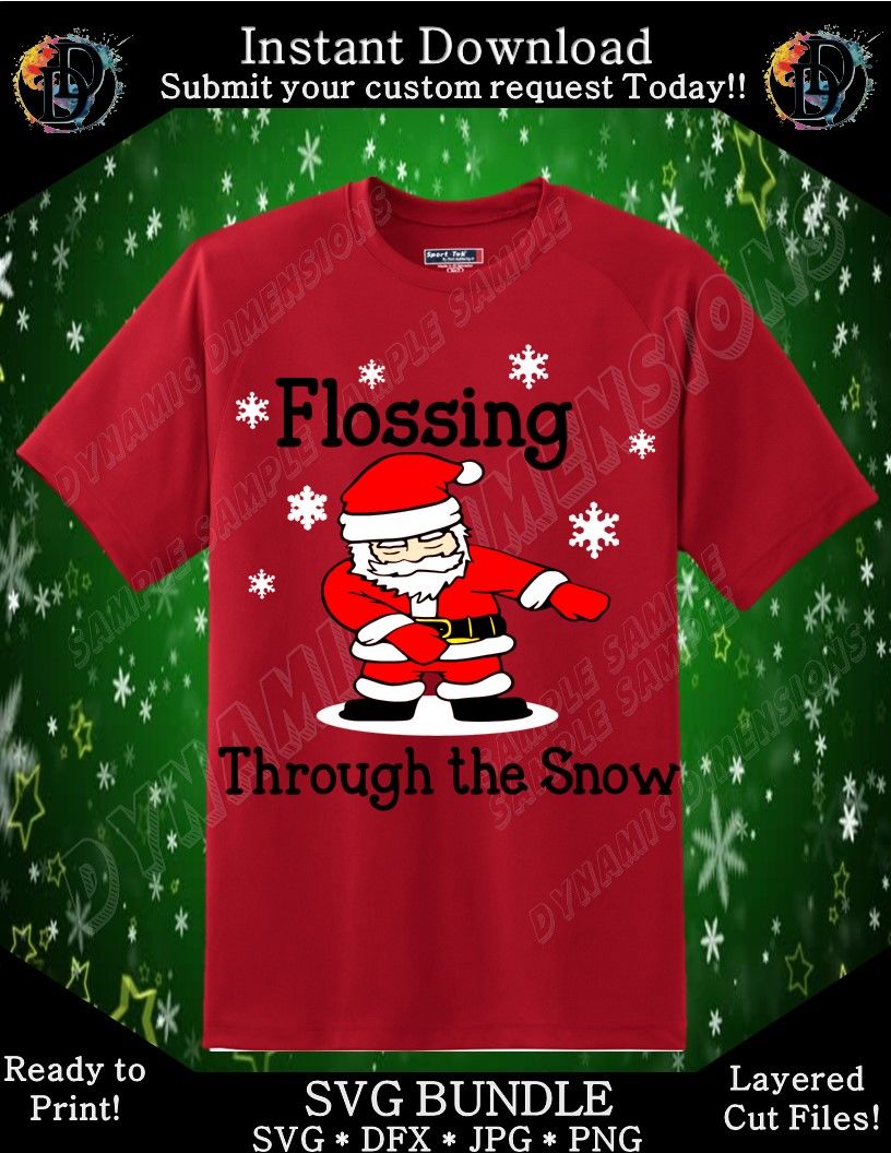 Santa Flossing Through The Snow Shirt Svg Christmas Files Bundle Cut By Dynamic Dimensions Thehungryjpeg Com