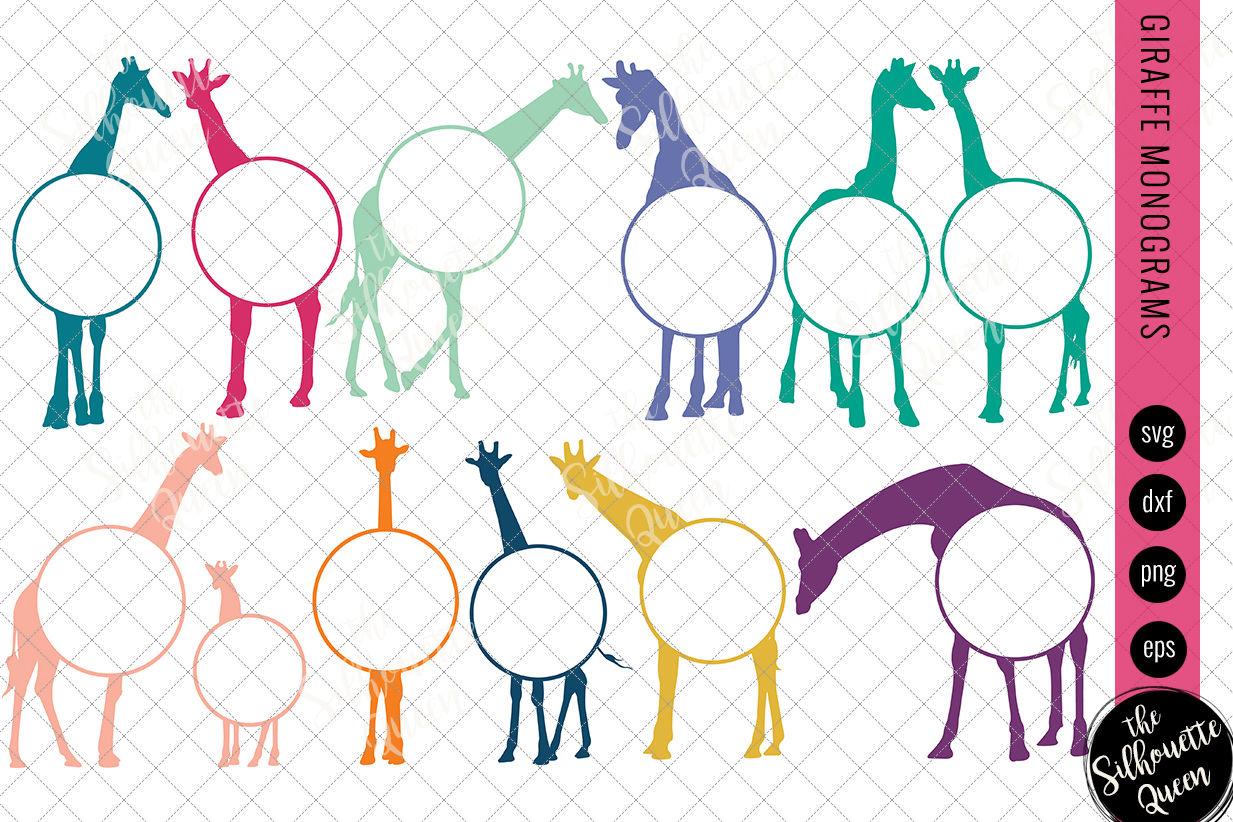 Download Giraffe Svg Monogram Svg Circle Frames Cuttable Design Cut Files By The Silhouette Queen Thehungryjpeg Com