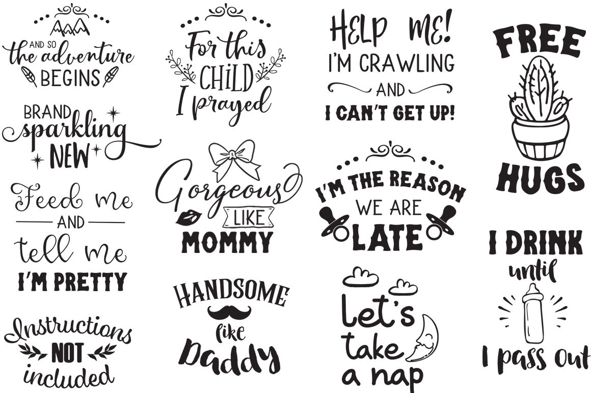 Download Newborn SVG Pack - 32 Cut Files for Baby Onesies - Limited ...