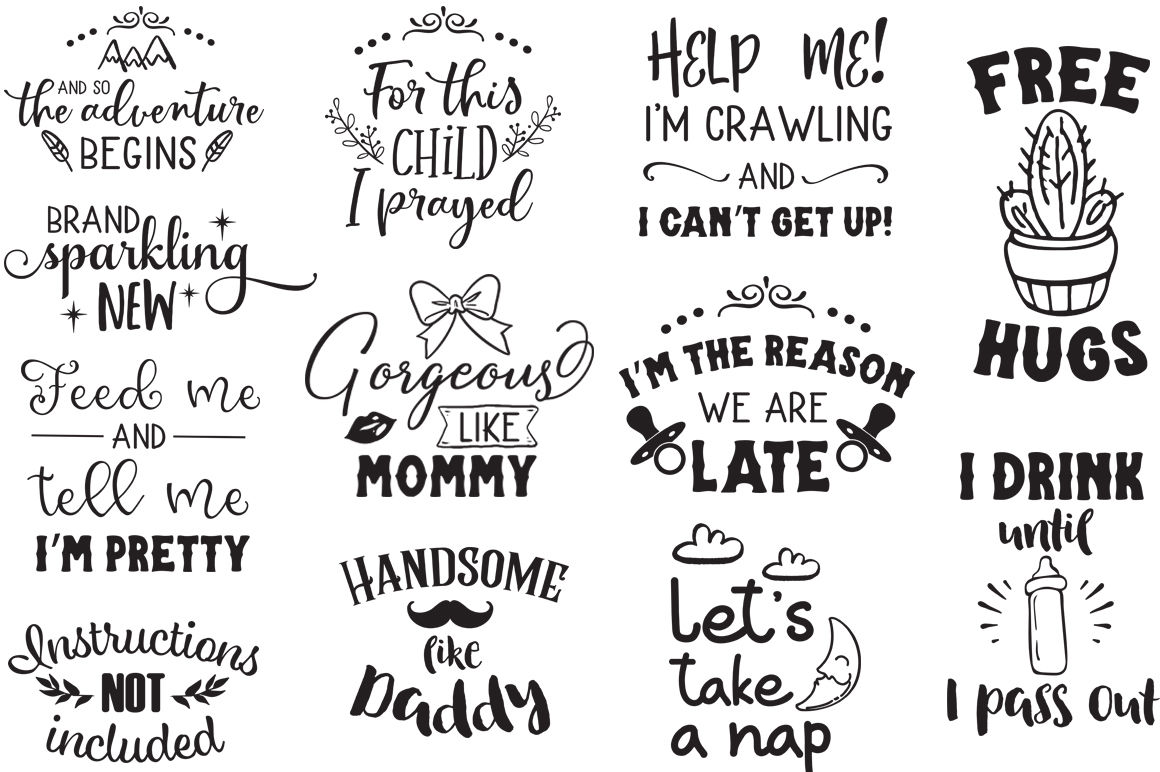 Newborn SVG Pack 32 Cut Files For Baby Onesies Limited Promotion By