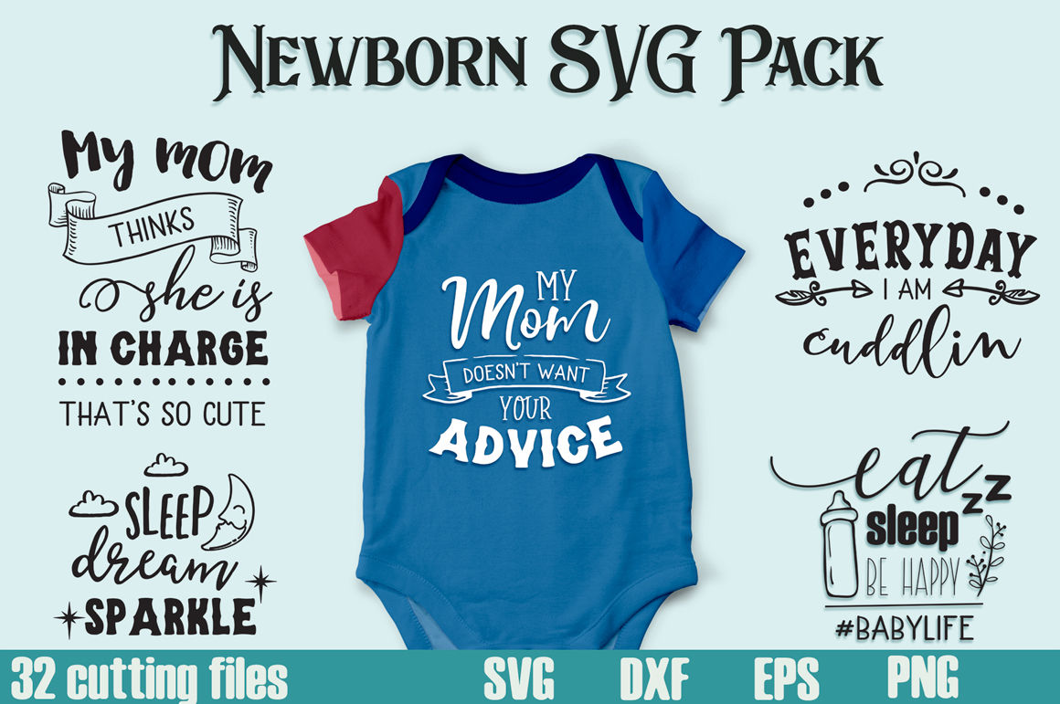 Newborn SVG Pack - 32 Cut Files for Baby Onesies - Limited ...
