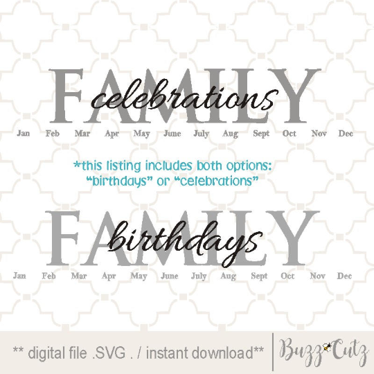 Family Birthday Calendar By Buzzcutz Designs Thehungryjpeg Com