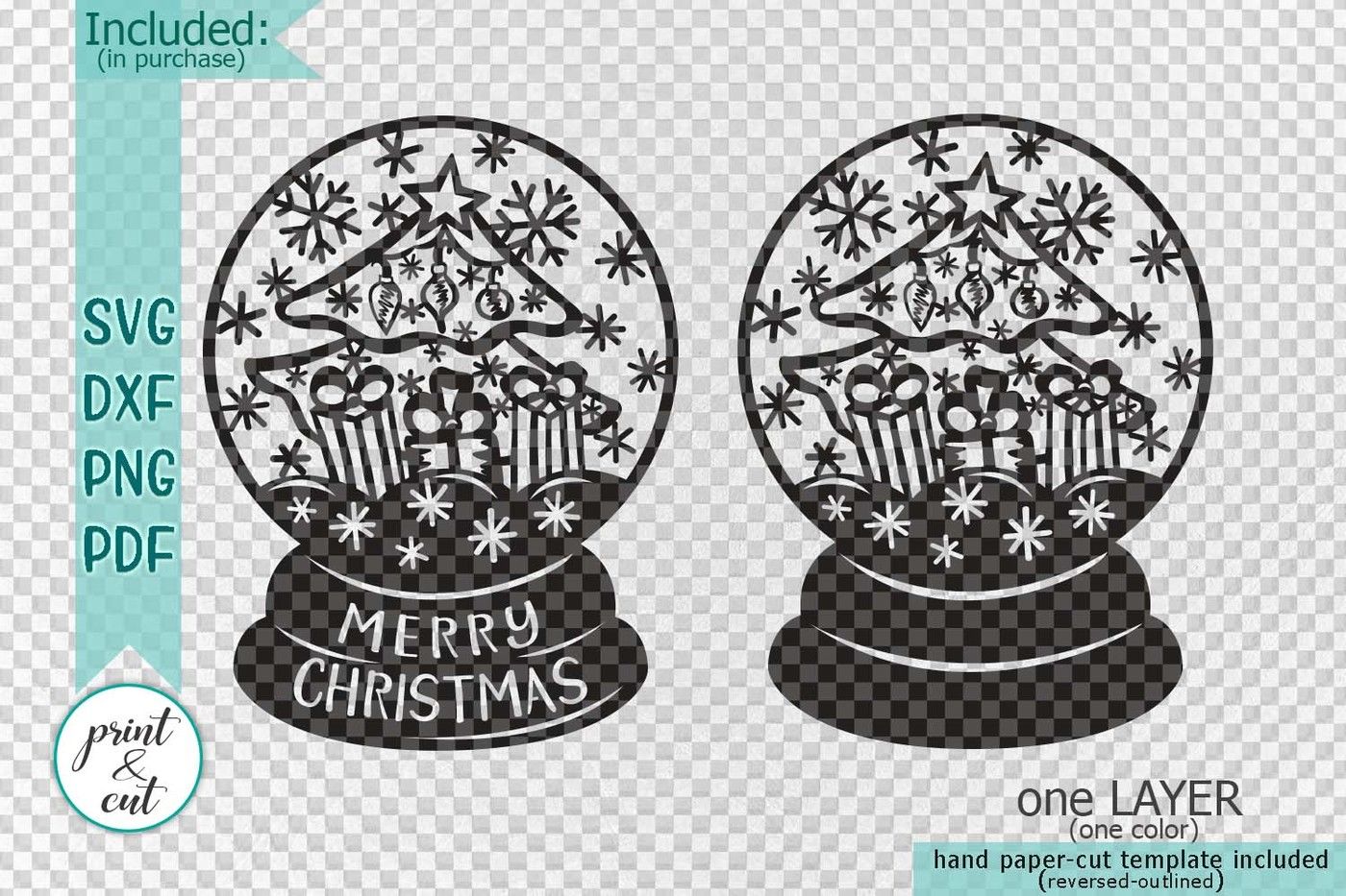 Christmas Scene Globe Svg Dxf Pdf Paper Vinyl Cut Digital File By Kartcreation Thehungryjpeg Com