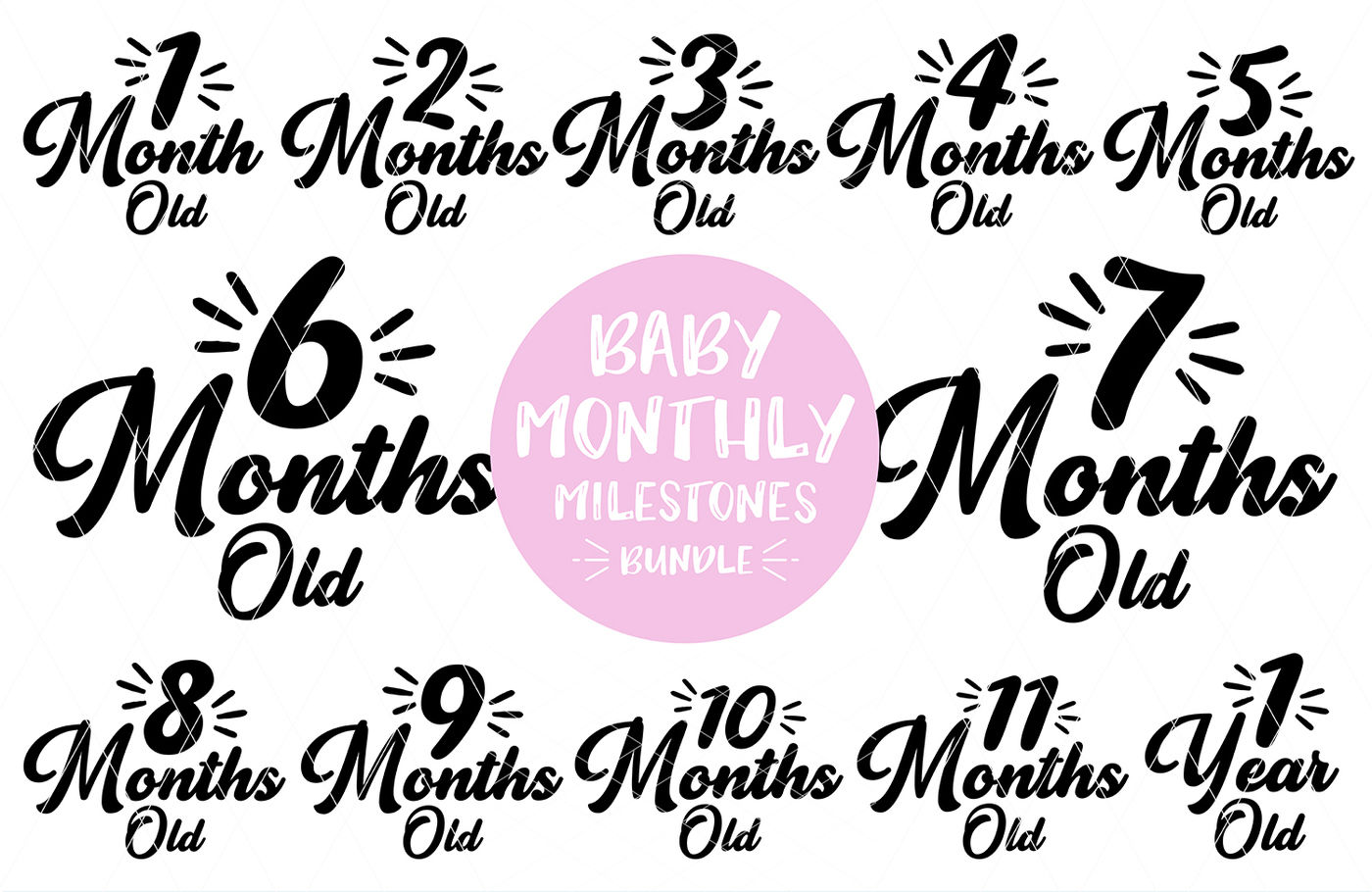 svg bundle baby month svg baby month stickers svg milestone svg Baby milestone svg baby milestones svg baby months svg svg dxf png
