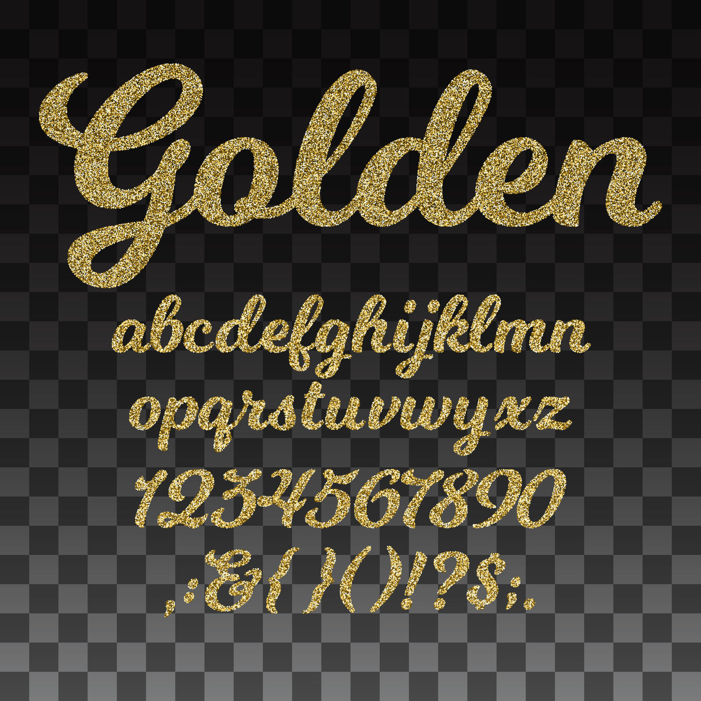 Gold glitter vector font, golden alphabet with lowercase ...
