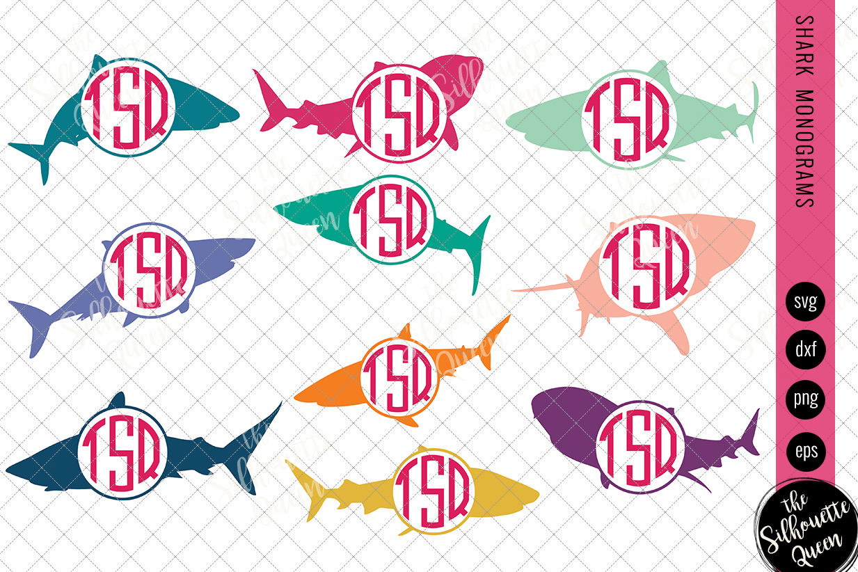 Download Shark Svg, Monogram Svg, Circle Frames, Cuttable Design, Cut files, Si By The Silhouette Queen ...