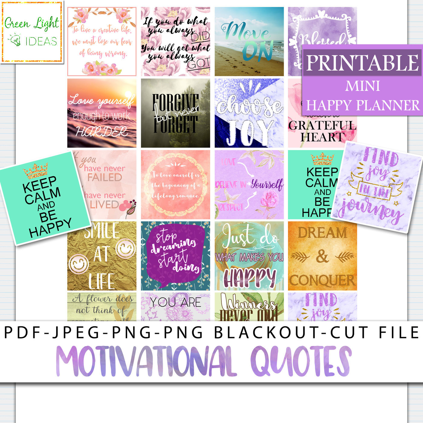 Happy Inspirational And Motivational Printable Sticker Sheet Print At 