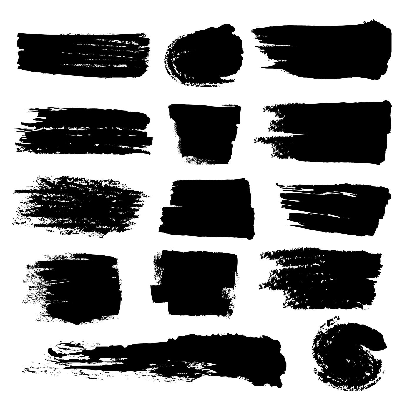 Download Black paint brush strokes, dirty inked grunge vector art brushes By Microvector | TheHungryJPEG.com