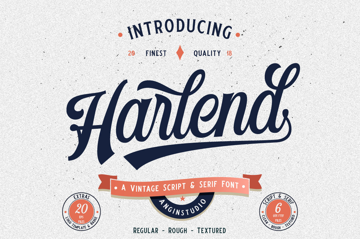Harlend 6 Fonts With Extras By Anginstudio Thehungryjpeg Com