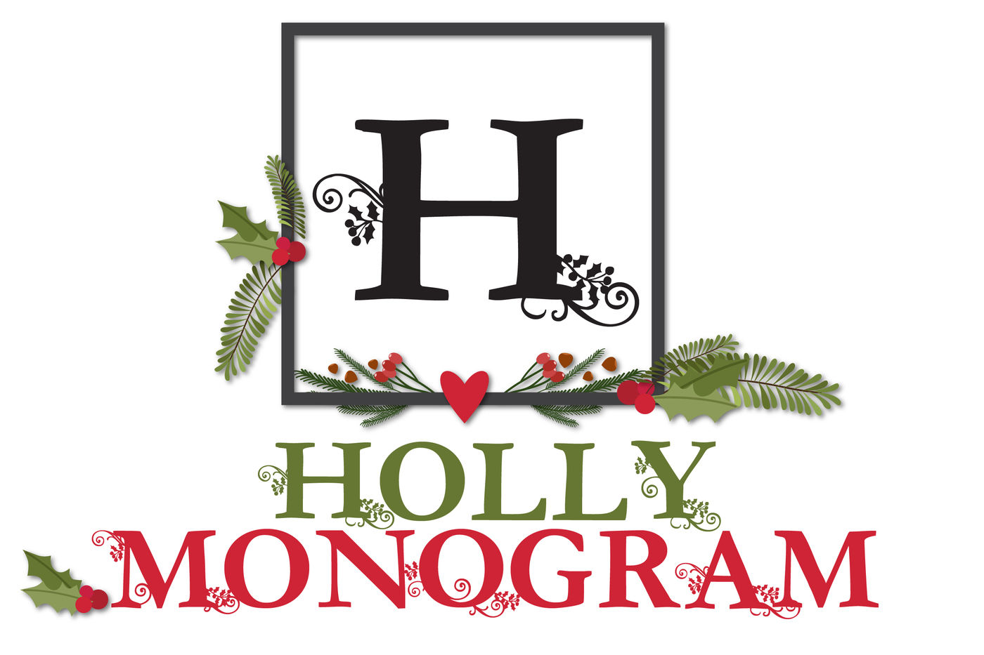 Pn Holly Monogram By Illustration Ink Thehungryjpeg Com