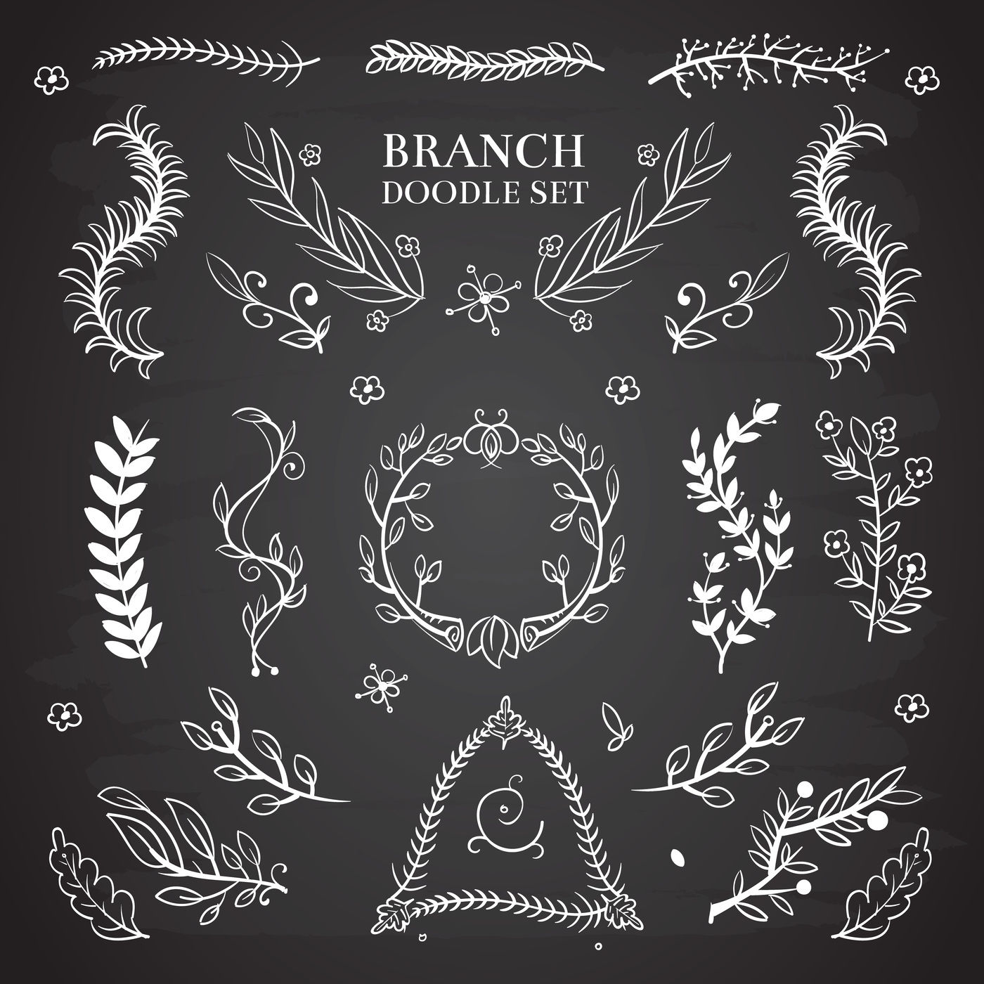 Nature Floral Vector Doodle Elements Vintage Wedding Branch Wreaths O By Microvector Thehungryjpeg Com