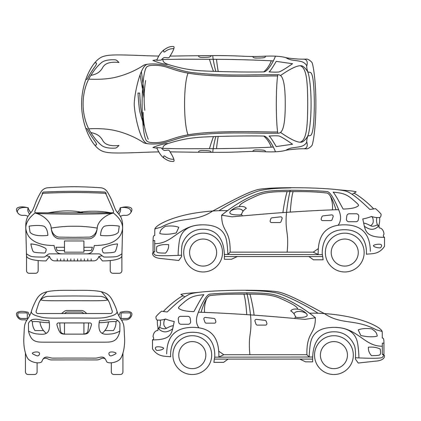 Offroad Suv Auto Outline Vector Vehicle By Microvector 