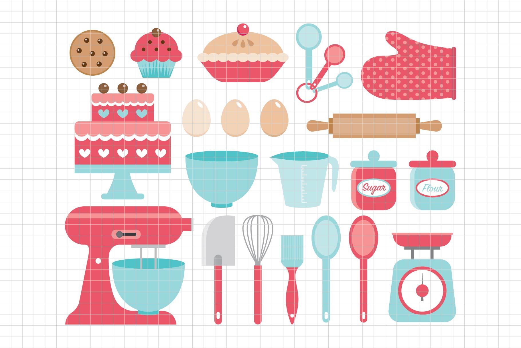 Baking Utensils-Digital Clipart (LES.CL11) By Printablestore TheHungryJPEG....