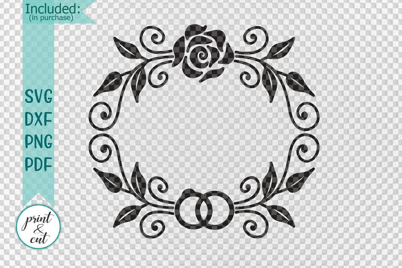 Download Floral Wedding Swirls Borders Monogram frame cut print ...