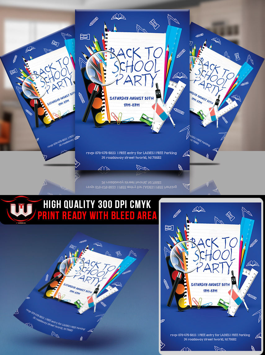 Back To School Party Flyer Template