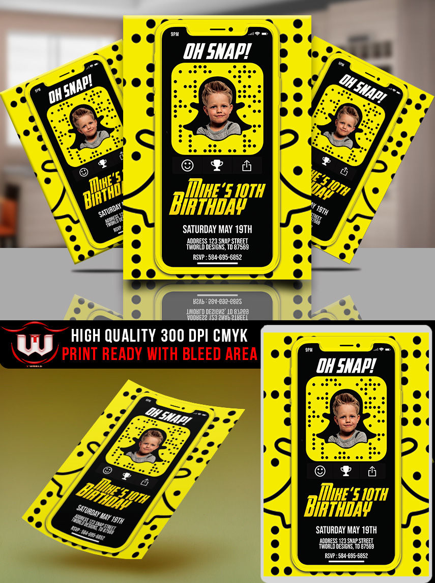 Download Snapchat birthday party flyer template By TWorldDesigns | TheHungryJPEG.com