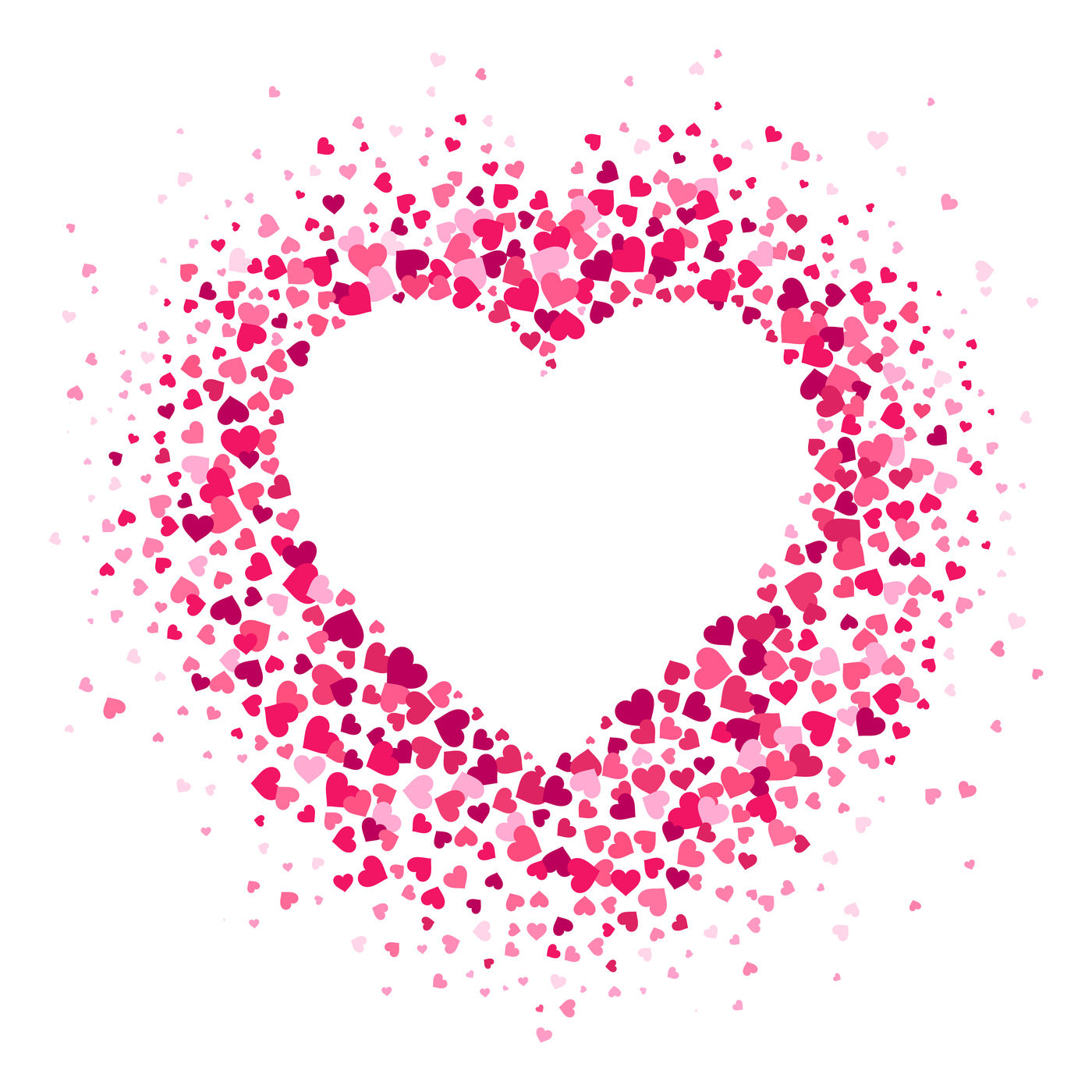 Download Love heart frame. Scattered hearts confetti in heart shape ...