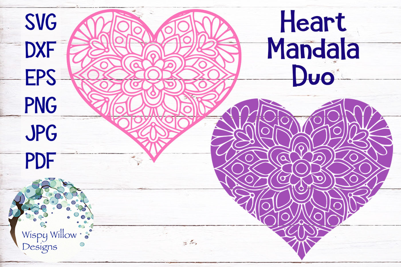 Download Heart Mandala Duo Bundle | Valentine's Day By Wispy Willow Designs | TheHungryJPEG.com