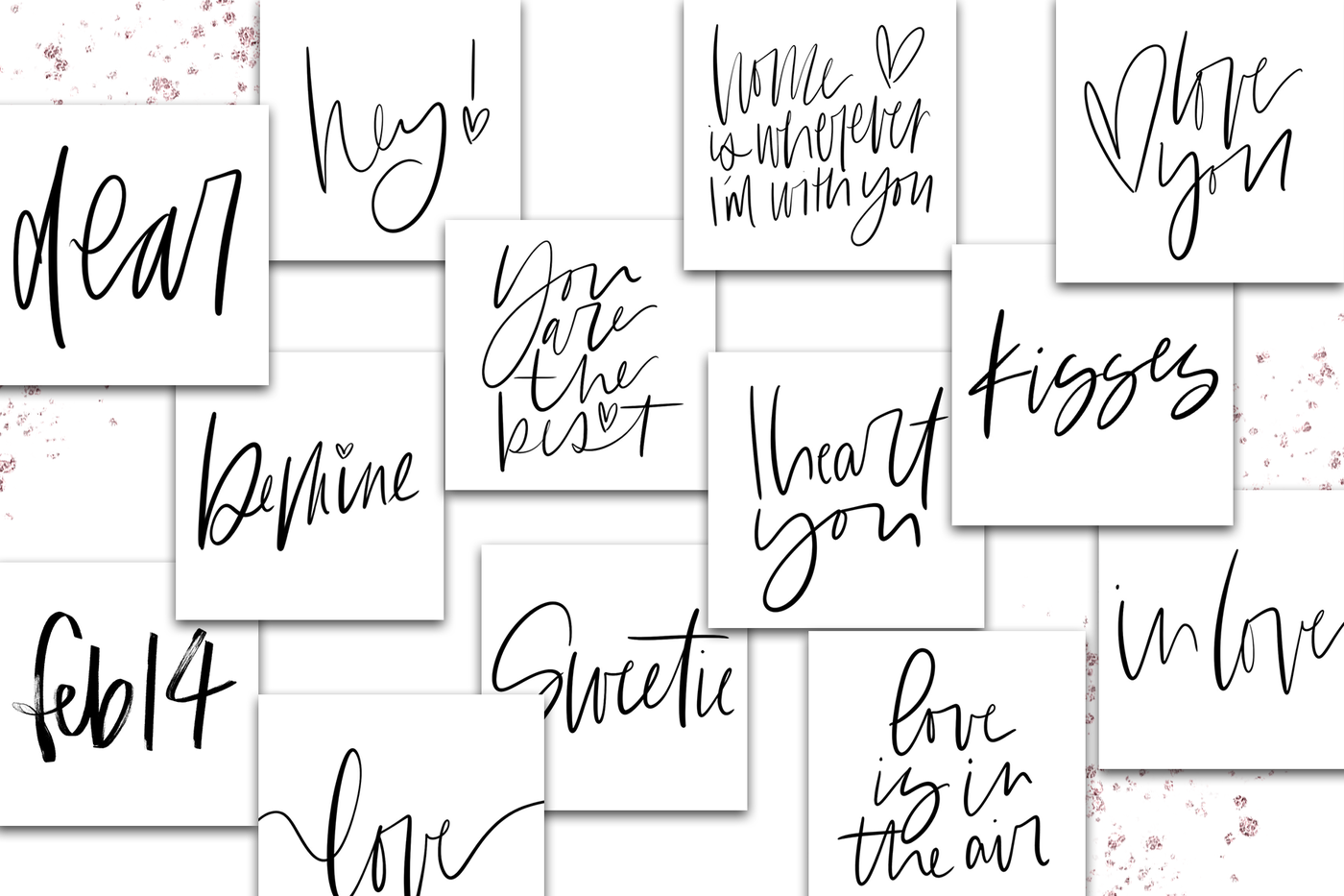Valentine's Day Handlettered Words & Phrases - Clip Art, Font + More By ...