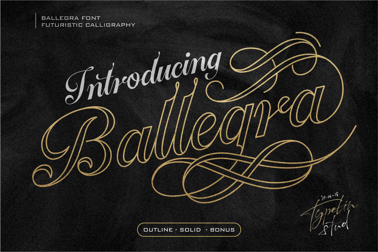 Ballegra Solid Outline Script By Typelinestudio Thehungryjpeg Com
