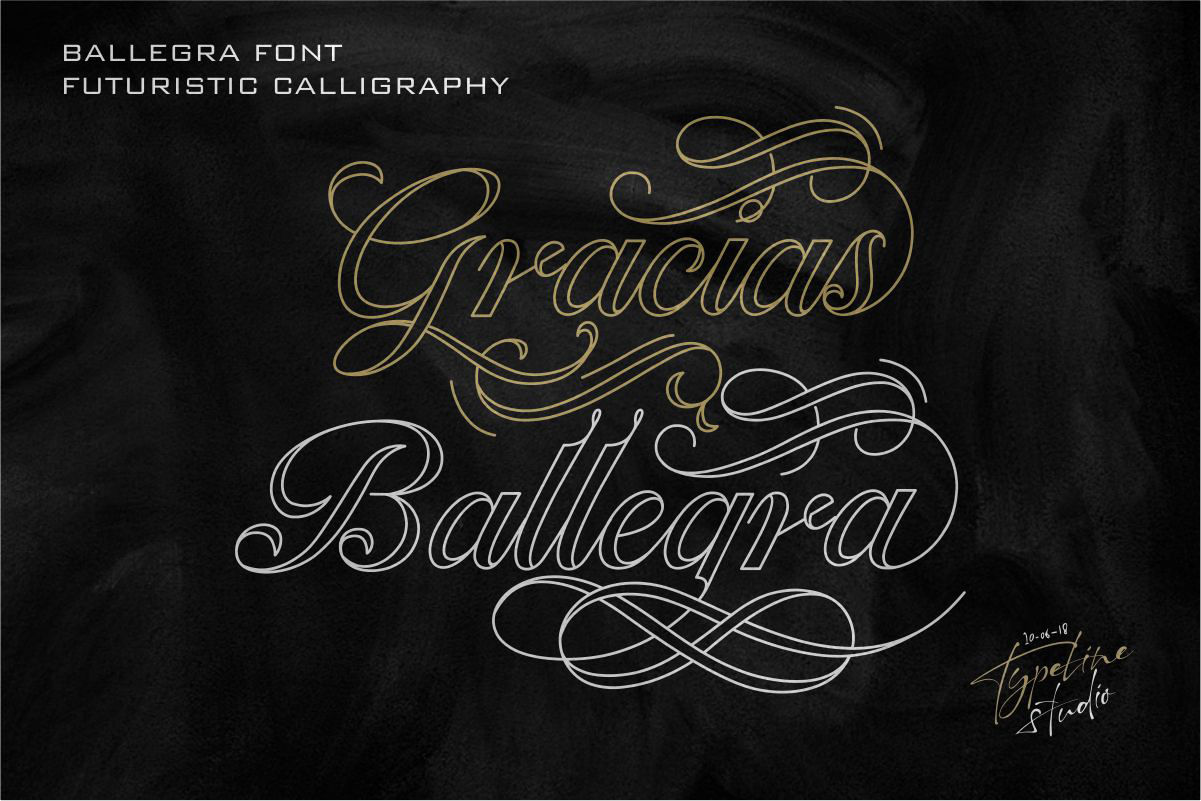Ballegra Solid Outline Script By Typelinestudio Thehungryjpeg Com