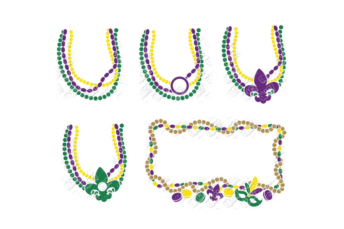 Mardi Gras Beads SVG Bundle in SVG, DXF, PNG, EPS, JPG By OhMyCuttables ...