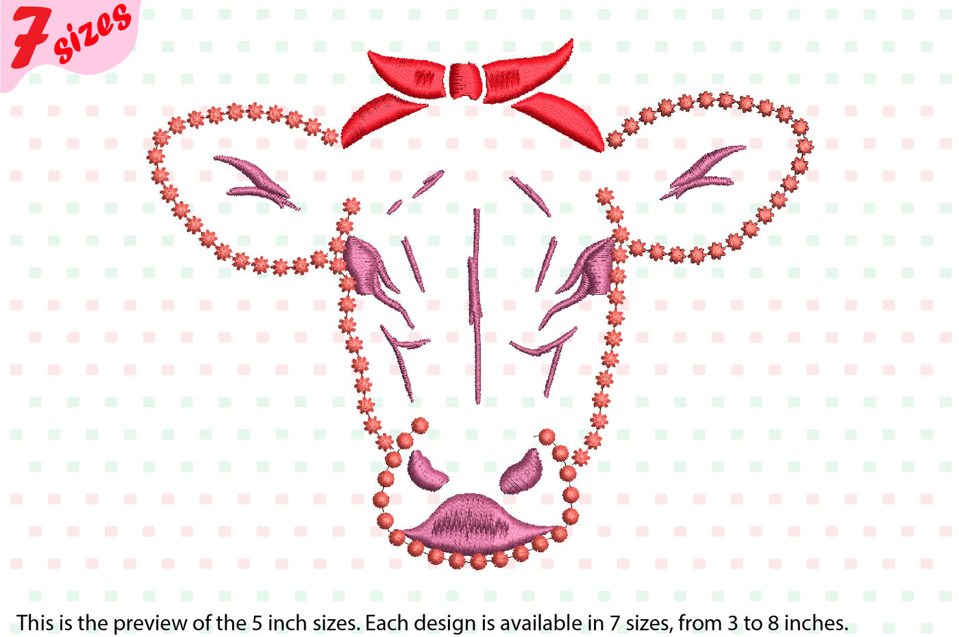 Download Cow Head whit Bandana Embroidery Design Farm Milk Heifer ...