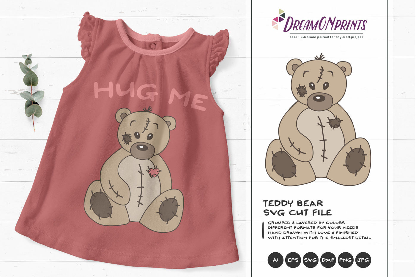 TEDDY BEAR SVG Drawing, Cricut & Silhouette Files SVG DXF EPS PNG