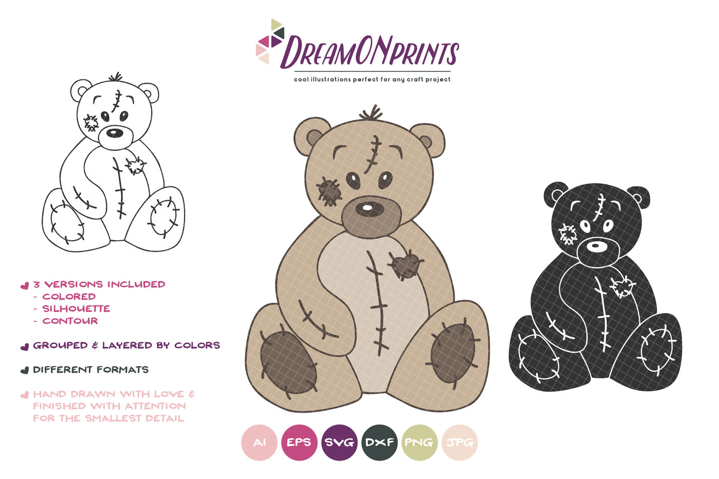 Teddy Bear Svg Vector By Dreamonprints Thehungryjpeg Com