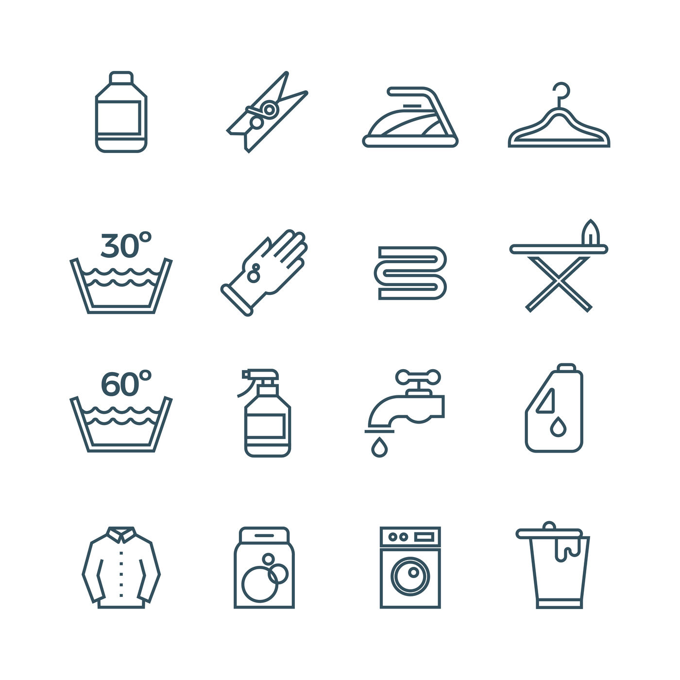 Clean Laundry And Dryer Service Vector Line Icons By Microvector 