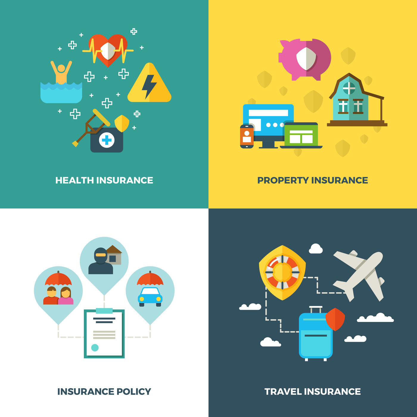 Insurance vector flat background concepts By Microvector