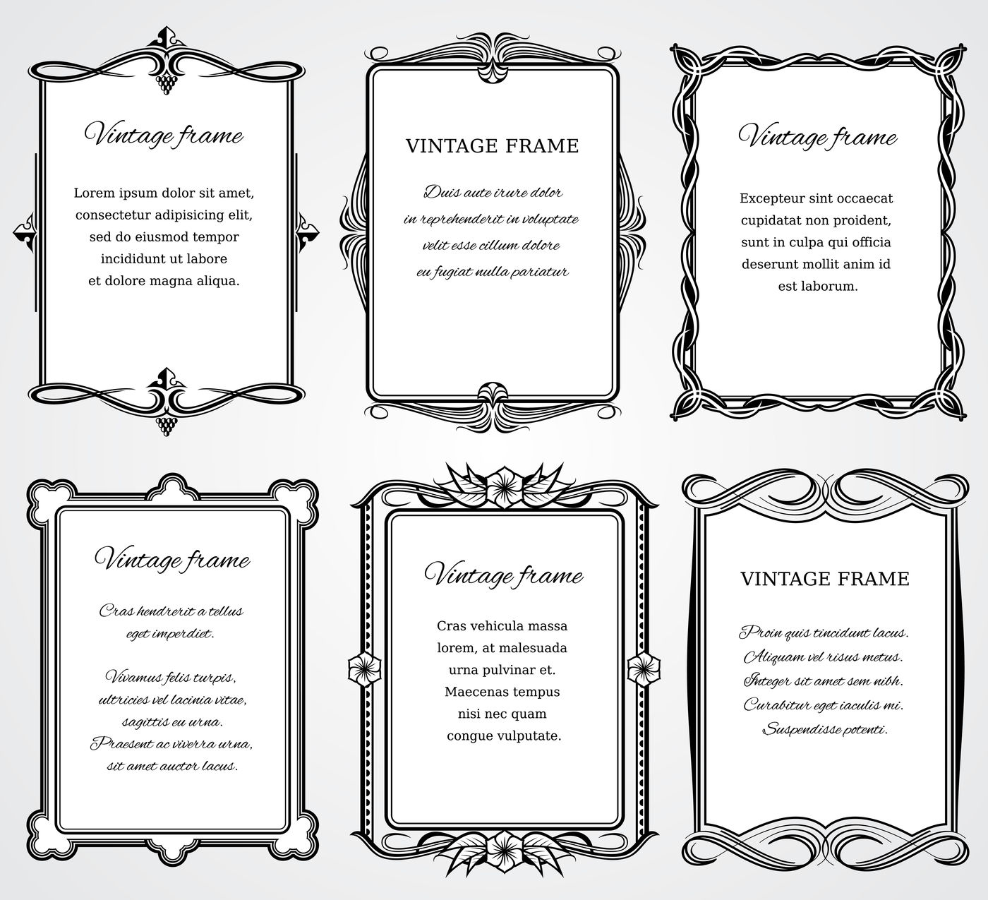 Vintage Victorian Border Frames Vector Set For Certificate And Book De By Microvector Thehungryjpeg Com