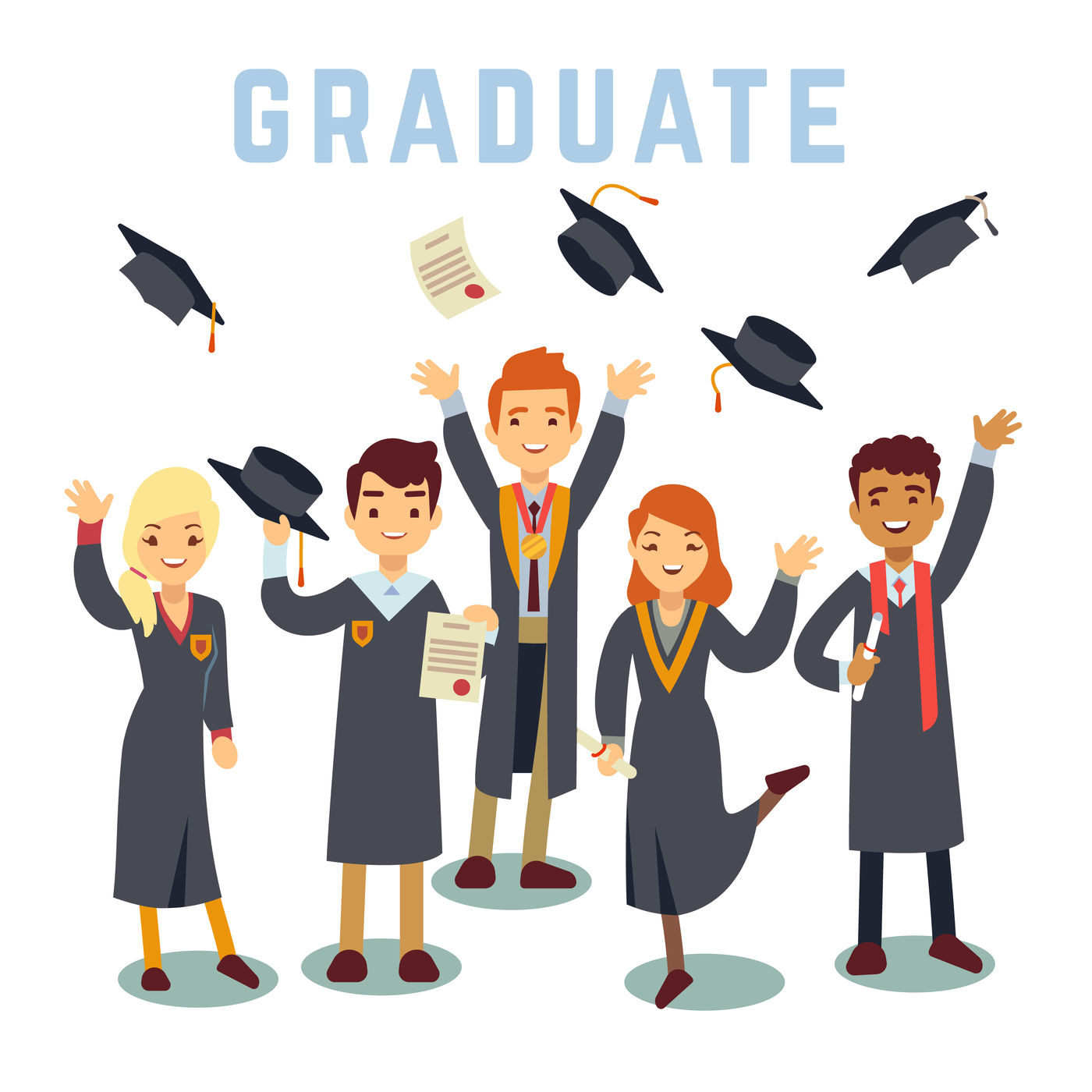 University young graduate students. Graduation and education vector co By  Microvector | TheHungryJPEG