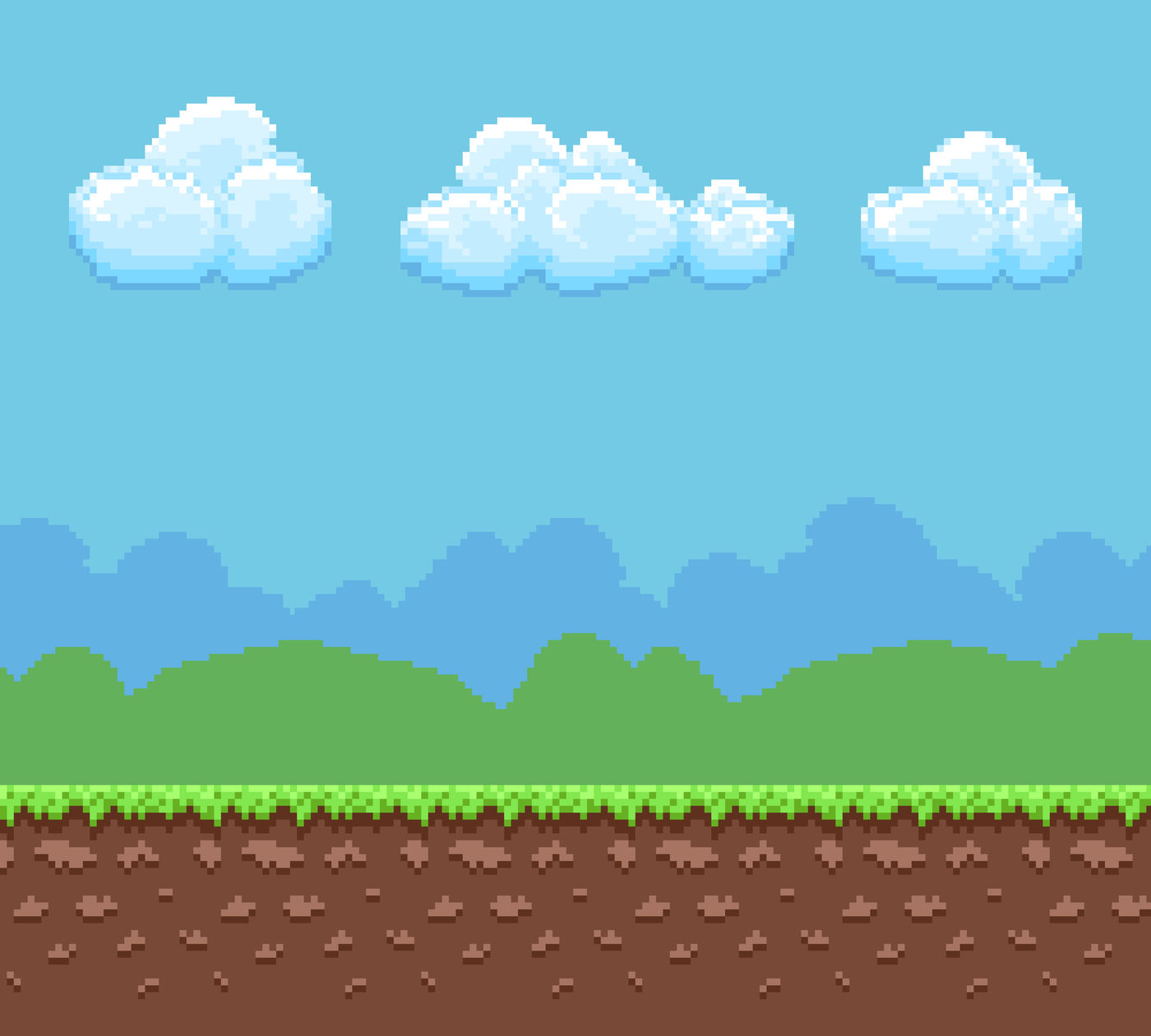 Sự kết hợp hoàn hảo giữa nền game pixel 8bit với đất và bầu trời có mây sẽ đưa bạn vào một thế giới game đầy thần kỳ. Hãy thưởng thức ảnh Pixel 8bit game vector background with ground and cloudy sky ngay thôi.