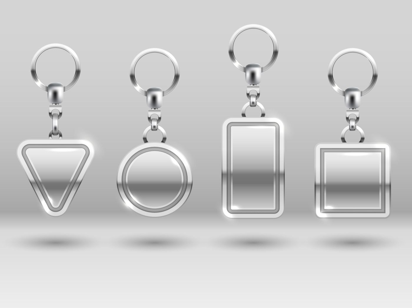 Silver keychains in different shapes for house Vector Image