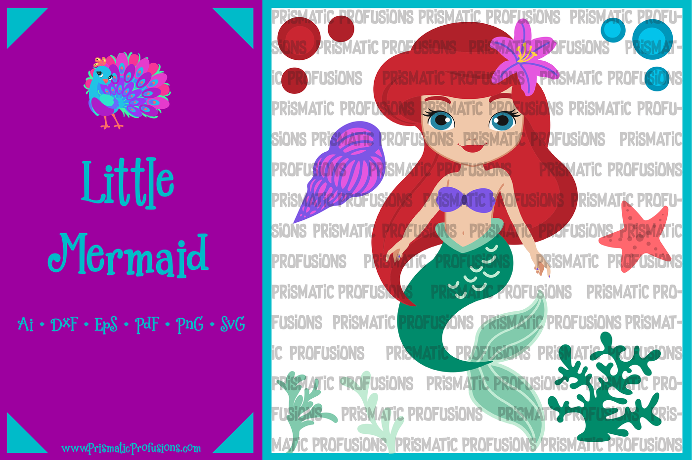 Little Mermaid Svg Little Mermaid Clipart By Prismatic Profusions Thehungryjpeg Com