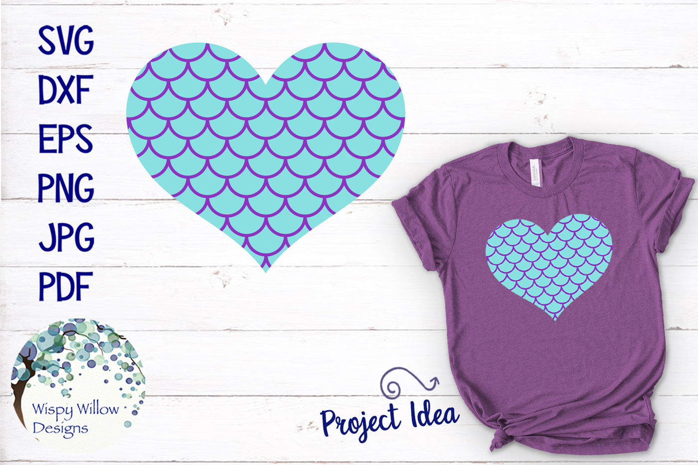 Mermaid Scale Heart Svg By Wispy Willow Designs Thehungryjpeg