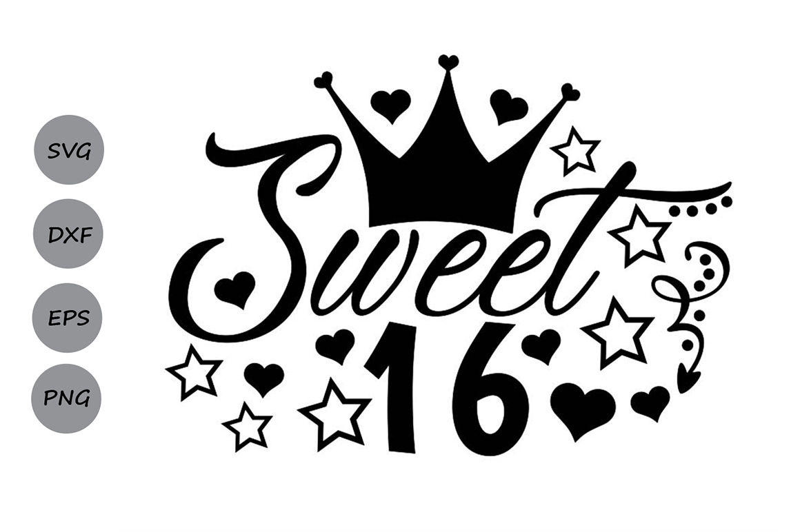 Download Best Free Svg Cut Files Happy Sweet 16 Cake Topper Svg