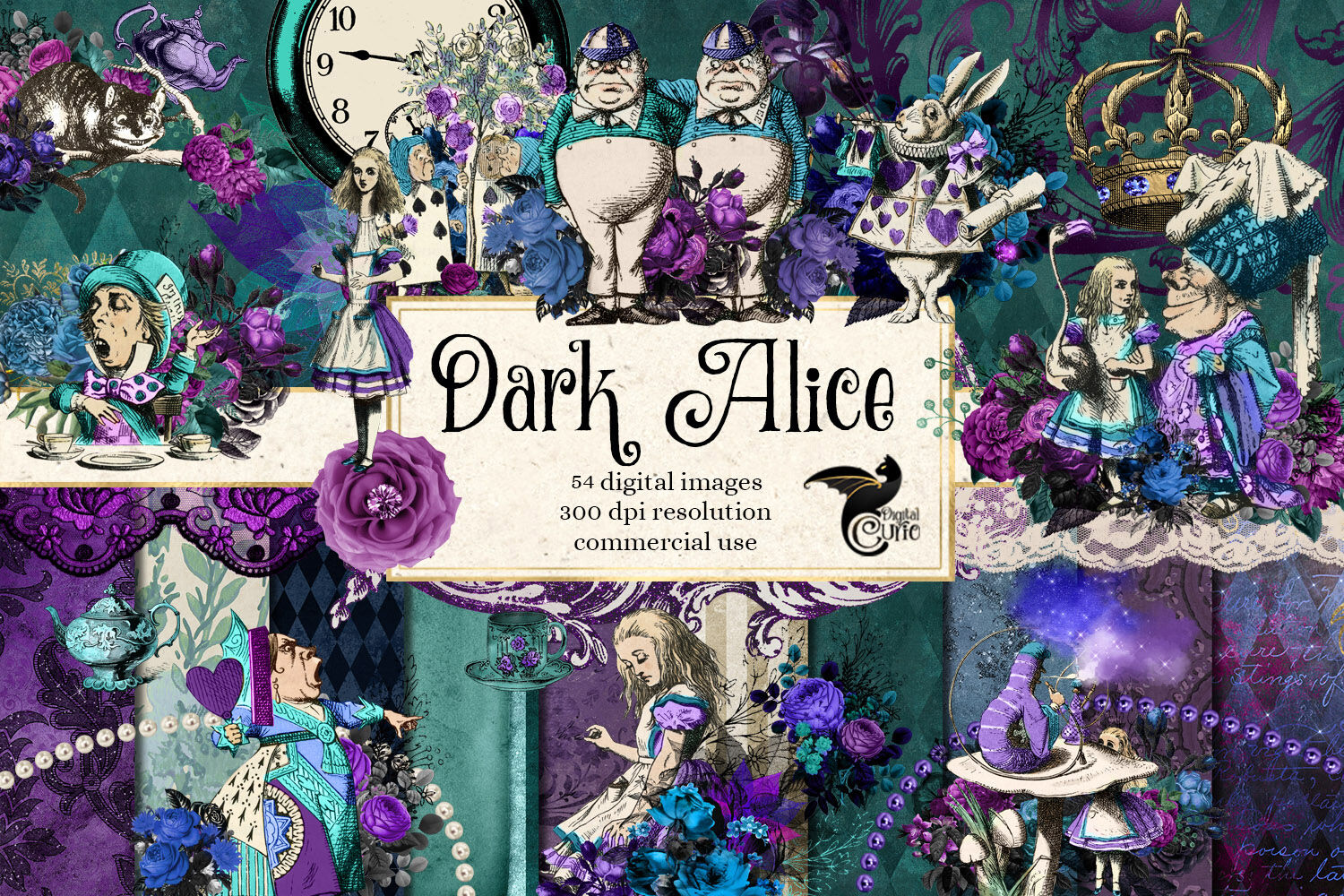 Dark Alice In Wonderland Clipart By Digital Curio Thehungryjpeg Com