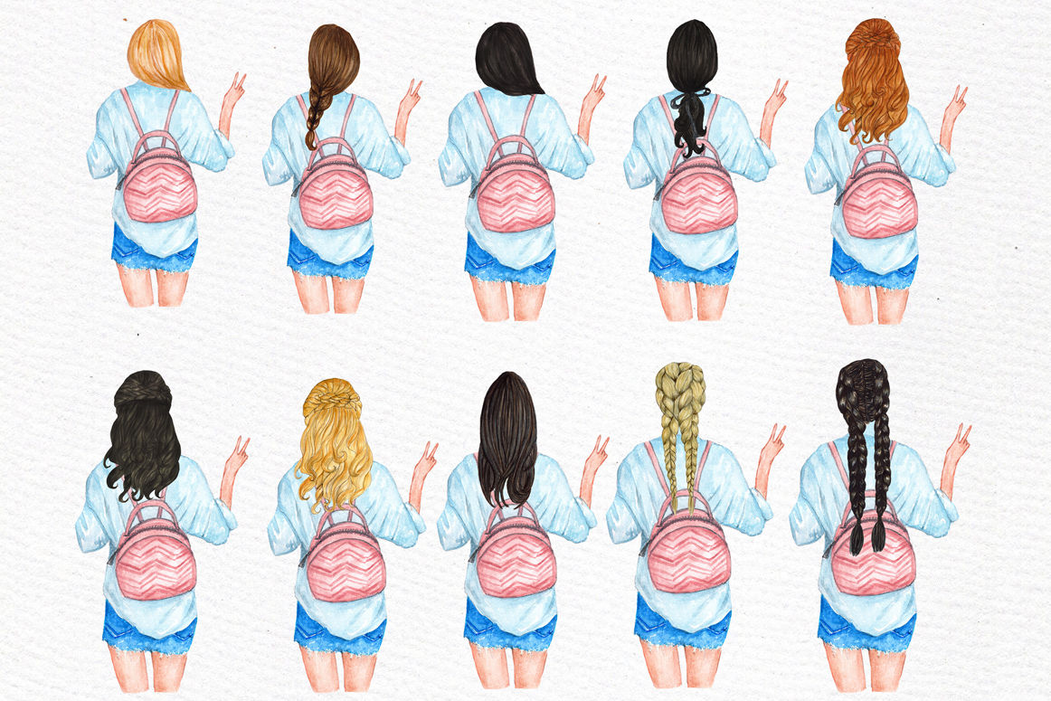 Download Best Friends Girls Clip art By LeCoqDesign | TheHungryJPEG.com
