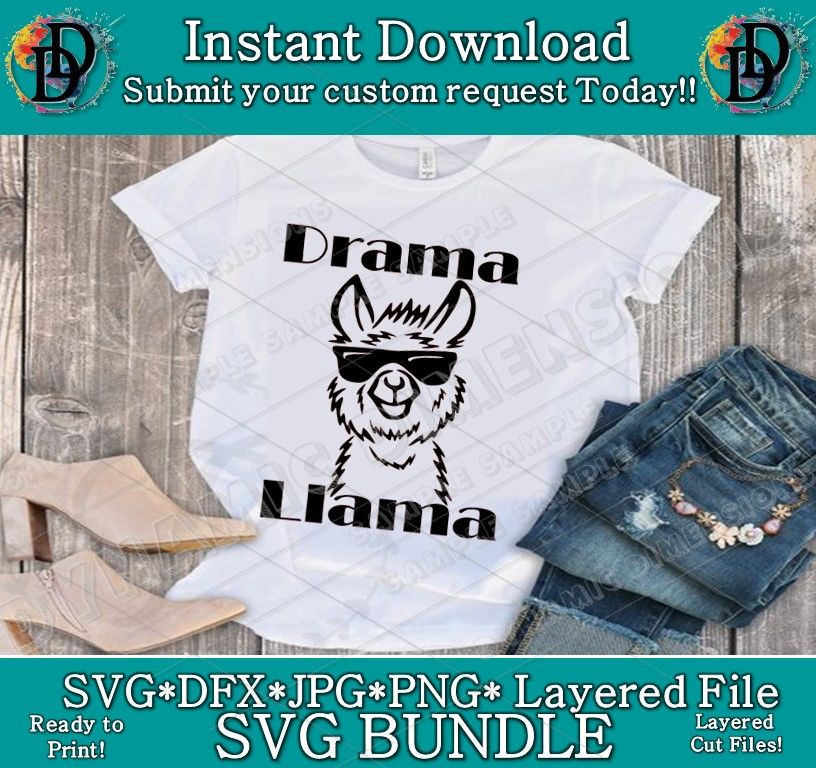 Download Funny Llama SVG Drama Llama SVG Tee T-Shirt Women Ladies ...